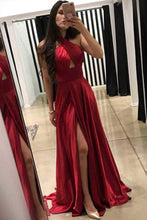 Long Prom Dresses Halter Aline Floor-length Long Prom Dress Chic Evening Dress JKL709