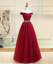 Cheap Prom Dresses Off-the-shoulder Aline Floor-length Long Prom Dress Burgundy Evening Dress JKL716