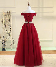 Cheap Prom Dresses Off-the-shoulder Aline Floor-length Long Prom Dress Burgundy Evening Dress JKL716