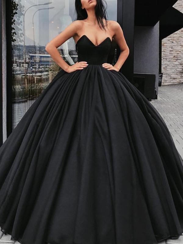 Black Prom Dresses Ball Gown Sweetheart Floor-length Sexy Prom Dress L –  Anna PromDress