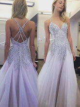 Sexy Prom Dresses Spaghetti Straps A Line Floor-length Lavender Long Prom Dress JKL734