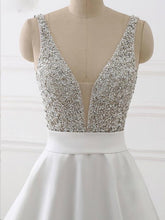 Ball Gown Prom Dresses Straps Sequins Ivory Satin Chic Sparkly Long Prom Dress JKL736
