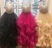 Two Piece Prom Dresses Bateau Ball Gown Floor-length Long Sexy Prom Dress JKL740
