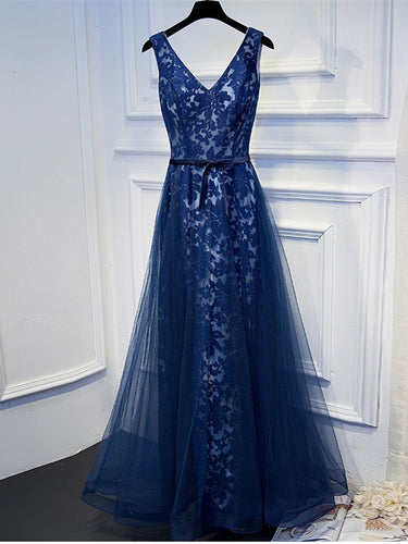 Lace Prom Dresses Straps Aline Floor-length Long Chic Tulle Prom Dress JKL755