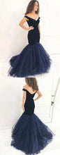 Mermaid Prom Dresses Off-the-shoulder Velvet Tulle Prom Dress Sexy Evening Dress JKL758