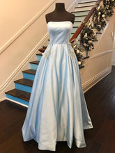 Long Prom Dresses Strapless A-line Rhinestone Long Satin Simple Prom Dress JKL764|Annapromdress