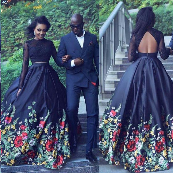 black and blue two piece prom dress J'Adore Dresses J25027