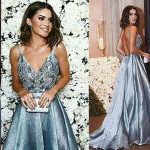 Backless Prom Dresses Spaghetti Straps A line Sexy Long Prom Dress JKL773|Annapromdress 