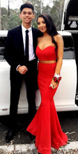 Two Piece Prom Dresses Sweetheart Sexy Long Red Mermaid Prom Dress JKL792|Annapromdress
