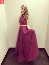 Two Piece Prom Dresses High Neck A-line Floor-length Beautiful Prom Dress JKL795|Annapromdress