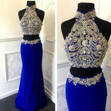 Two Piece Prom Dresses High Neck Floor-length Sexy Prom Dress Long Evening Dress JKL796|Annapromdress