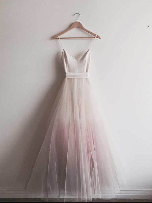 Chic Ombre Prom Dresses Spaghetti Straps A-line Floor-length Long Prom Dress JKL801|Annapromdress