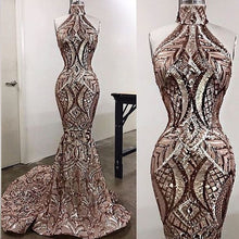 Luxury Prom Dresses High Neck Sweep Train Mermaid Long Prom Dress JKL803|Annapromdress