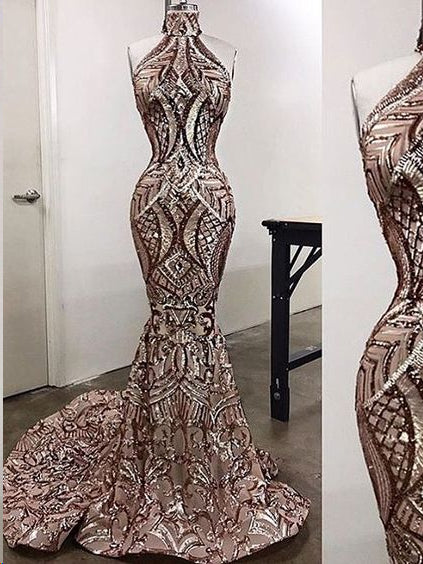 long mermaid dress pattern Luxury Prom Dresses High Neck Sweep Train Mermaid Long Prom Dress JKL8 –  Anna PromDress