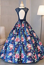 Ball Gown Prom Dresses Scoop Lace Floral Print Floor-length Chic Prom Dress JKL805|Annapromdress