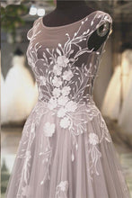 Beautiful Prom Dresses Scoop Lace Sweep Train Tulle Long Prom Dress JKL807|Annapromdress