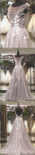 Beautiful Prom Dresses Scoop Lace Sweep Train Tulle Long Prom Dress JKL807|Annapromdress