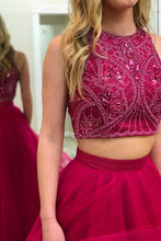 Two Piece Prom Dresses Scoop Beading Sexy Rhinestone Long Chic Prom Dress JKL812|Annapromdress