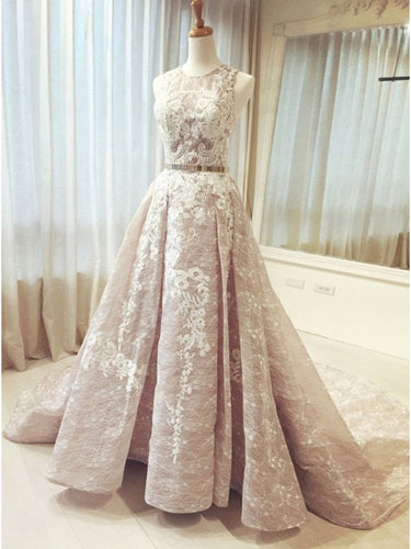 Luxury Prom Dresses Scoop Ball Gown Lace Prom Dress Long Evening Dress JKL815|Annapromdress