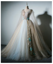 Ball Gown Prom Dresses V-neck Appliques Fairy Dress Long Prom Dress JKL822|Annapromdress