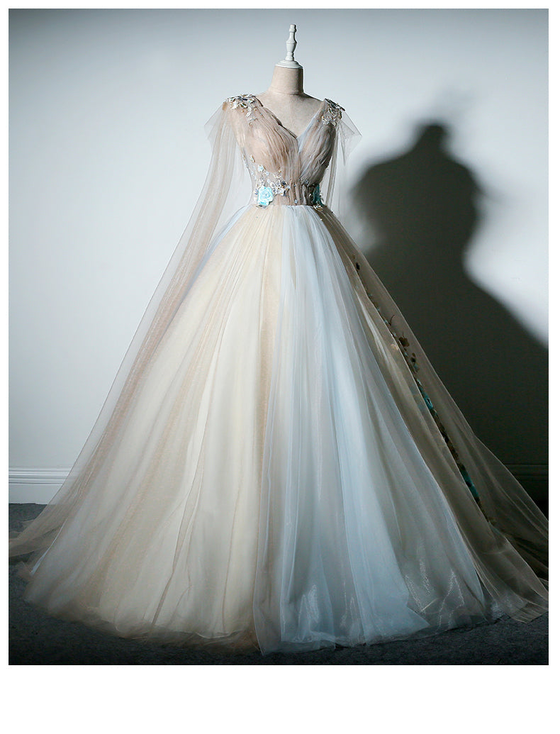Ball Gown Prom Dresses V-neck Appliques Fairy Dress Long Prom Dress JK Anna PromDress Ball Gown Prom Dresses V-neck Appliques Fairy Dress Long Prom Dress JK Anna PromDress