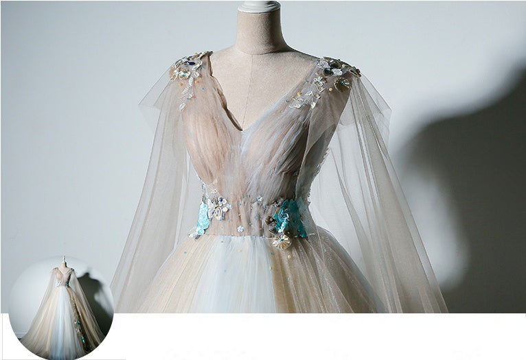 Ball Gown Prom Dresses V-neck Appliques Fairy Dress Long Prom Dress JK Anna PromDress Ball Gown Prom Dresses V-neck Appliques Fairy Dress Long Prom Dress JK Anna PromDress
