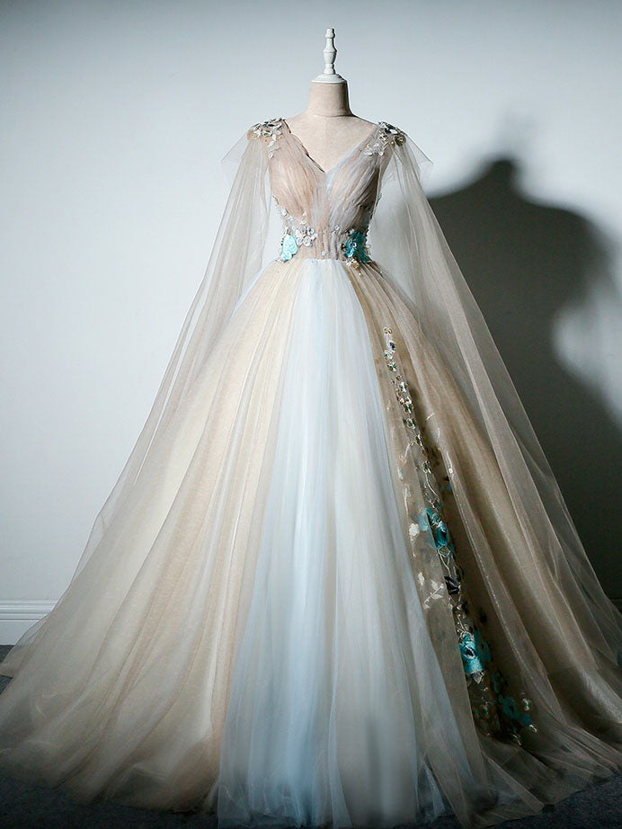 Ball Gown Prom Dresses V-neck Appliques Fairy Dress Long Prom Dress JK Anna PromDress Ball Gown Prom Dresses V-neck Appliques Fairy Dress Long Prom Dress JK Anna PromDress