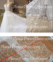 Sparkly Prom Dresses Bateau A-line Sweep Train Sexy Long Chic Lace Prom Dress JKL828|Annapromdress