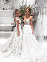 Sparkly Prom Dresses Bateau A-line Sweep Train Sexy Long Chic Lace Prom Dress JKL828|Annapromdress