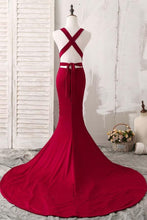 Burgundy Prom Dresses Trumpet/Mermaid V-neck Sexy Prom Dress Long Evening Dress JKL831|Annapromdress