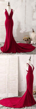 Burgundy Prom Dresses Trumpet/Mermaid V-neck Sexy Prom Dress Long Evening Dress JKL831|Annapromdress