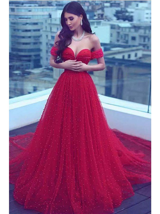 fitted lace wedding dress Luxury Prom Dresses Sweetheart Beading Sparkly Red Prom Dress Long Eve –  Anna PromDress