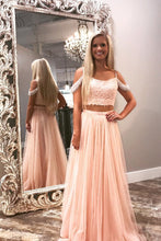 Two Piece Prom Dresses Spaghetti Straps A Line Long Sparkly Prom Dress JKL835|Annapromdress