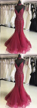 Mermaid Prom Dresses Spaghetti Straps Trumpet Long Tulle Prom Dress JKL836|Annapromdress