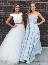 Two Piece Prom Dresses Off-the-shoulder A-line Long Chic Prom Dress JKL837|Annapromdress