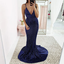 Backless Prom Dresses V-neck Sequins Short Train Mermaid Prom Dress JKL838|Annapromdress