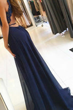 Sexy Prom Dresses Scoop A line Lace Simple Long Slit Prom Dress JKL839|Annapromdress