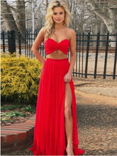 Two Piece Prom Dresses Sweetheart Floor-length Sexy Long Red Prom Dress JKL843|Annapromdress