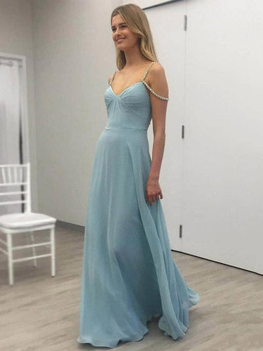 Simple Prom Dresses V-neck Floor-length Flowly A-line Long Prom Dress JKL845|Annapromdress