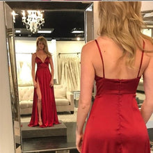 Burgundy Prom Dresses Spaghetti Straps Floor-length Slit Long Cheap Prom Dress JKL848|Annapromdress