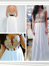 Chic Prom Dresses Open Back Floor-length Long A-line Sexy Prom Dress JKL850