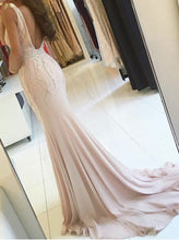 Mermaid Prom Dresses Straps Beading Sparkly Pink Prom Dress Long Evening Dress JKL851|Annapromdress