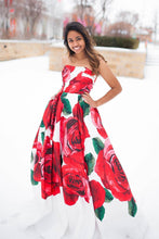 Beautiful Prom Dresses Aline Strapless Rose Floral Print Long Prom Dress JKL854|Annapromdress