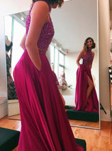 Two Piece Prom Dresses High Neck A-line Rhinestone Long Chic Prom Dress JKL855|Annapromdress