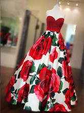 Chic Prom Dresses Sweetheart Floral Print Prom Dress Long Evening Dress JKL867|Annapromdress