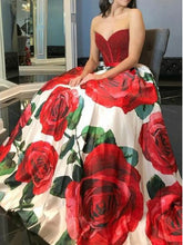 Chic Prom Dresses Sweetheart Floral Print Prom Dress Long Evening Dress JKL867|Annapromdress