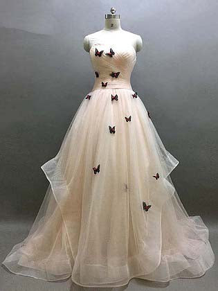 Chic Prom Dresses Sweetheart A-line Sweep Train Butterfly Long Prom Dress JKL873|Annapromdress