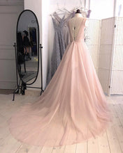 Long Prom Dresses V-neck A-line Sweep Train Beautiful Prom Dress JKL886|Annapromdress