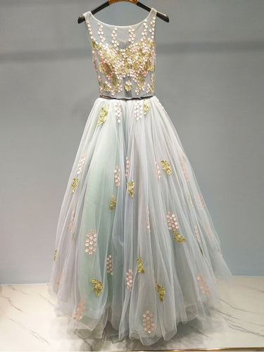 Beautiful Prom Dresses Scoop A-line Sweep Train Long Chic Prom Dress JKL891|Annapromdress