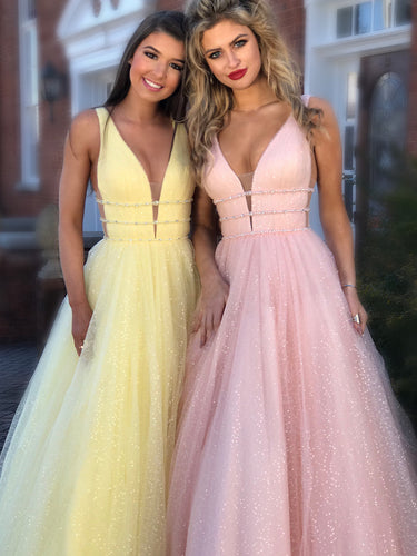 Sexy Prom Dresses A Line Straps Floor-length Sparkly Long Prom Dress JKL892|Annapromdress